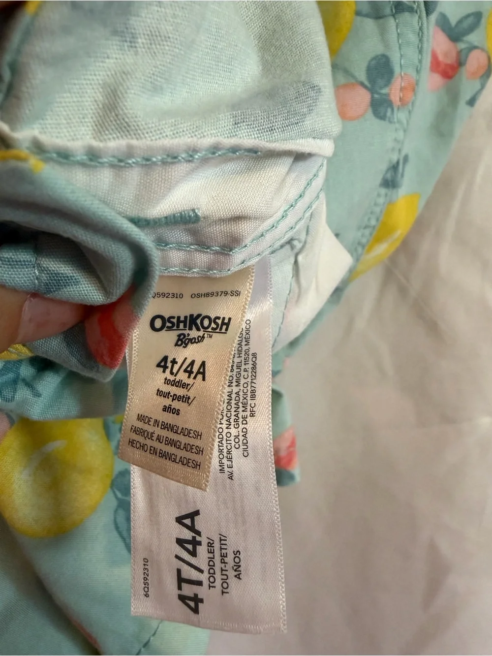 OshKosh B'gosh Light Blue Lemon Print Overalls